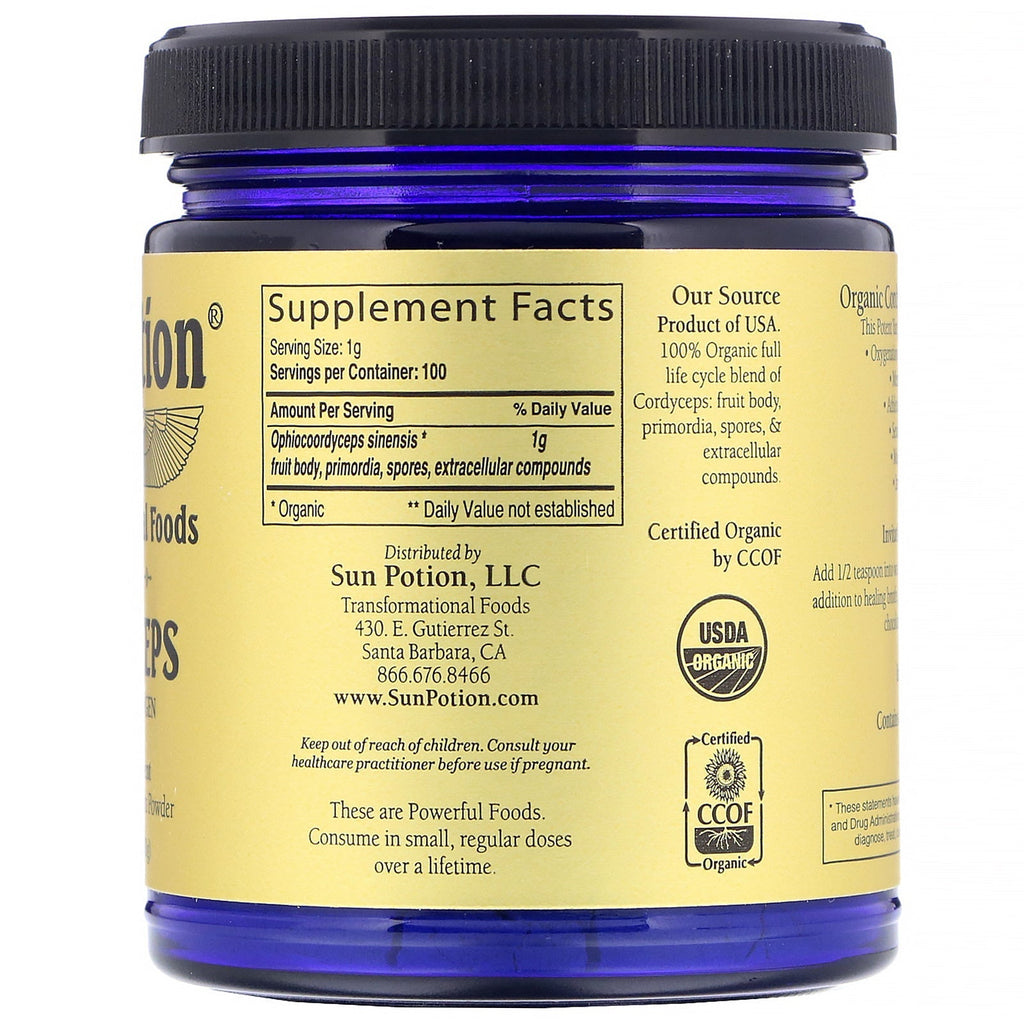 Sun Potion, Cordyceps Powder, , 3.5 oz (100 g)