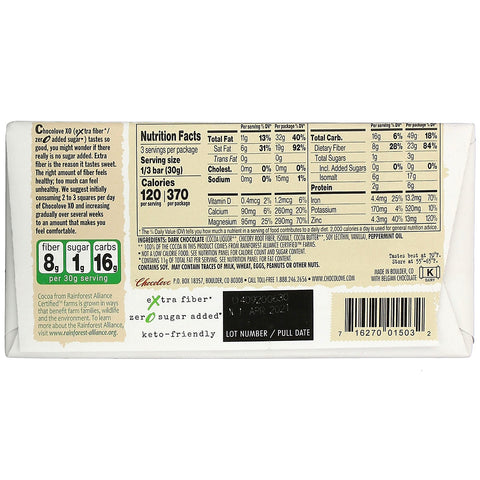 Chocolove, XO, mynte i 60 % mørk chokoladebar, 3,2 oz (90 g)