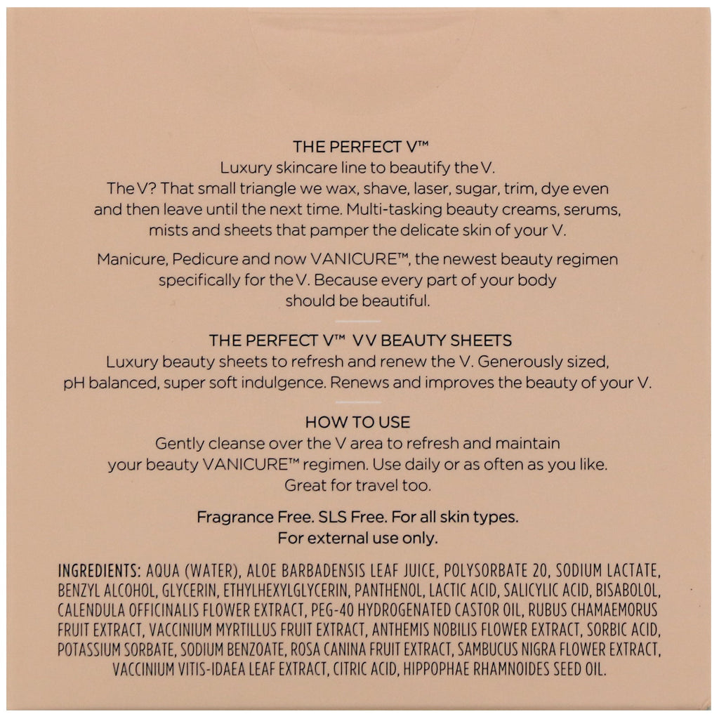 The Perfect V, V V Beauty Sheets, 14 Sheets, 0.063 fl oz (1.92 ml)