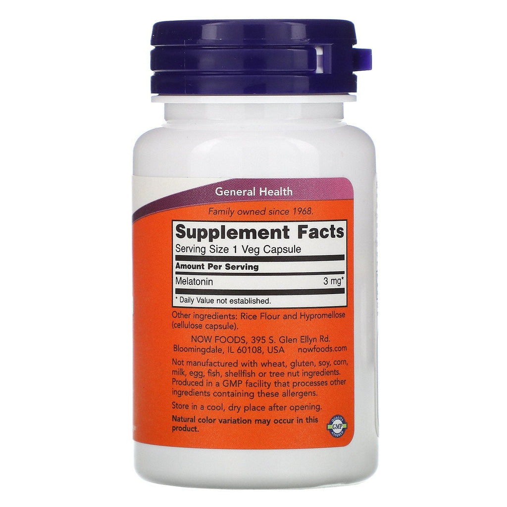Now Foods, Melatonin, 3 mg, 60 Veg Capsules