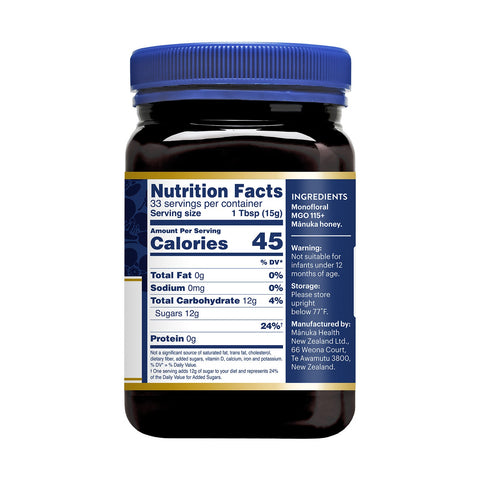 Manuka Health, Manuka Honey, MGO 115+, 1.1 lb (500 g)