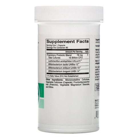 HealthyBiom, probióticos para adultos, 15 mil millones de UFC, 90 cápsulas vegetales