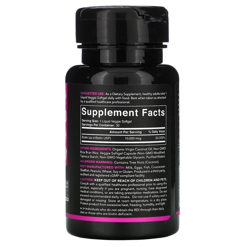 Sports Research, Biotin with Coconut Oil, 10,000 mcg, 30 Veggie Softgels