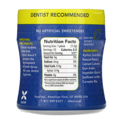 Xlear, Spry, Dental Defense Gum, Sukkerfri, Naturlig Pebermynte, 100 stk.