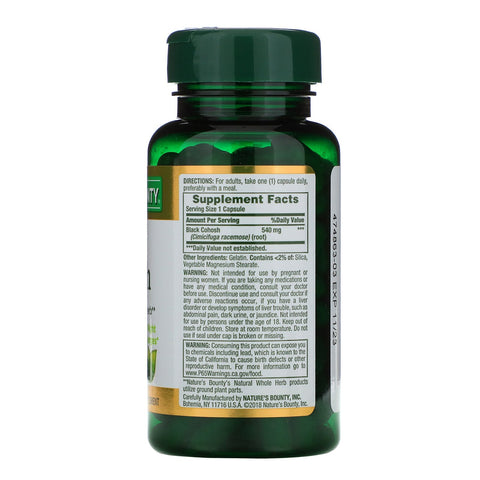 Nature's Bounty, Black Cohosh, 540 mg, 100 kapsler