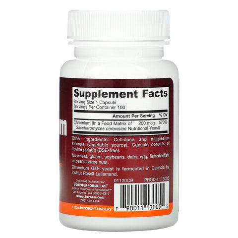 Jarrow Formulas, Chromium GTF, 200 mcg, 100 kapsler