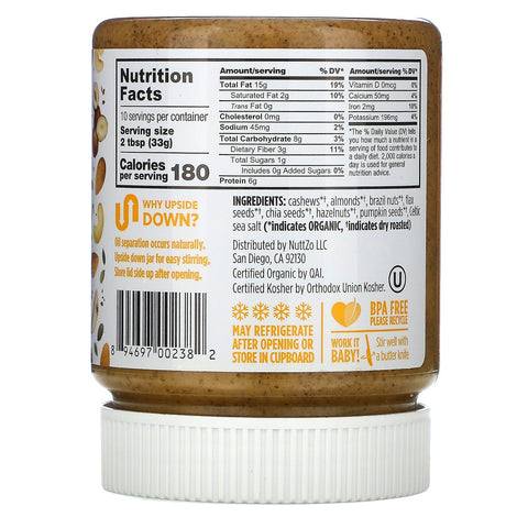 Nuttzo, Power Fuel, mantequilla de 7 nueces y semillas, suave, 12 oz (340 g)