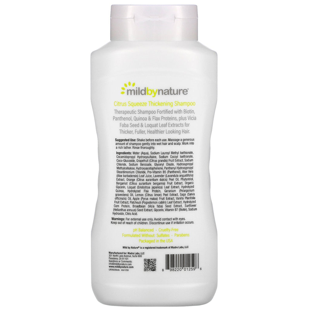 Mild af natur, fortykkende B-kompleks + biotin shampoo fra Madre Labs, ingen sulfater, Citrus Squeeze, 16 fl oz (473 ml)