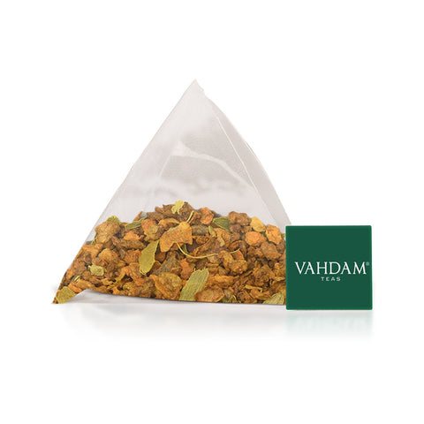 Vahdam teer, urtete, gurkemeje krydret, koffeinfri, 15 teposer, 1,06 oz (30 g)