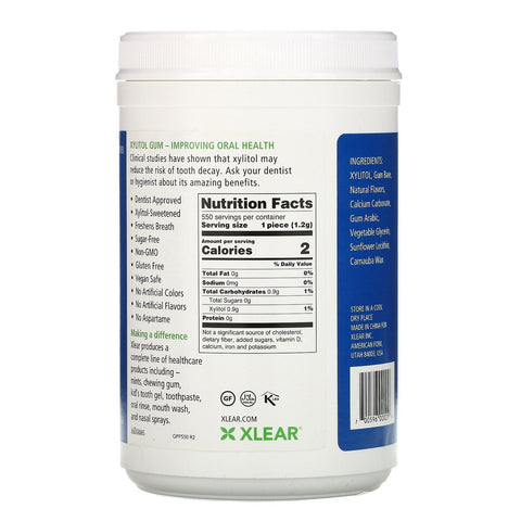 Xlear, Spry, tyggegummi, naturlig pebermynte, sukkerfri, 550 stykker (660 g)