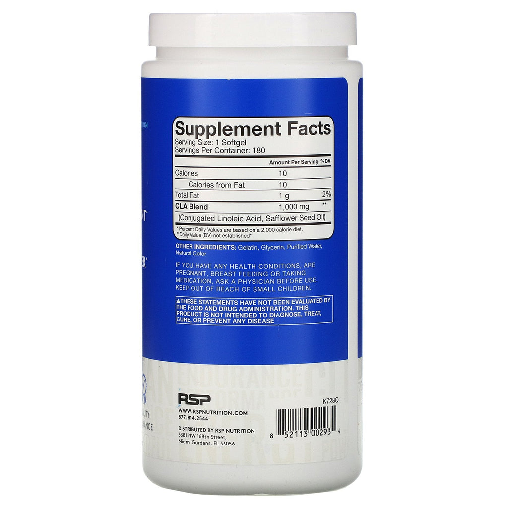 RSP Nutrition, CLA, Vægtstyring, 180 Softgels