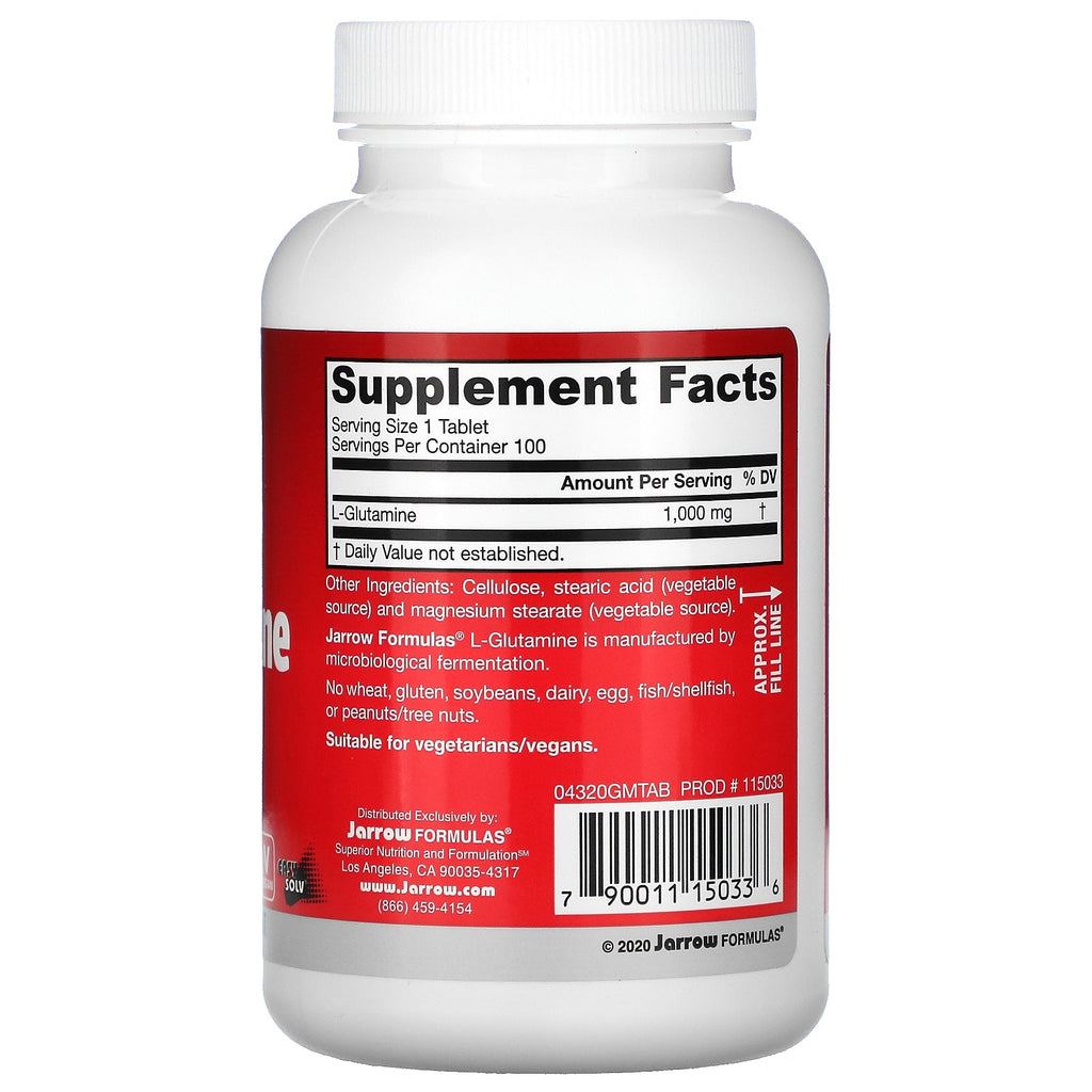 Jarrow Formulas, L-Glutamine, 1000 mg, 100 Tablets