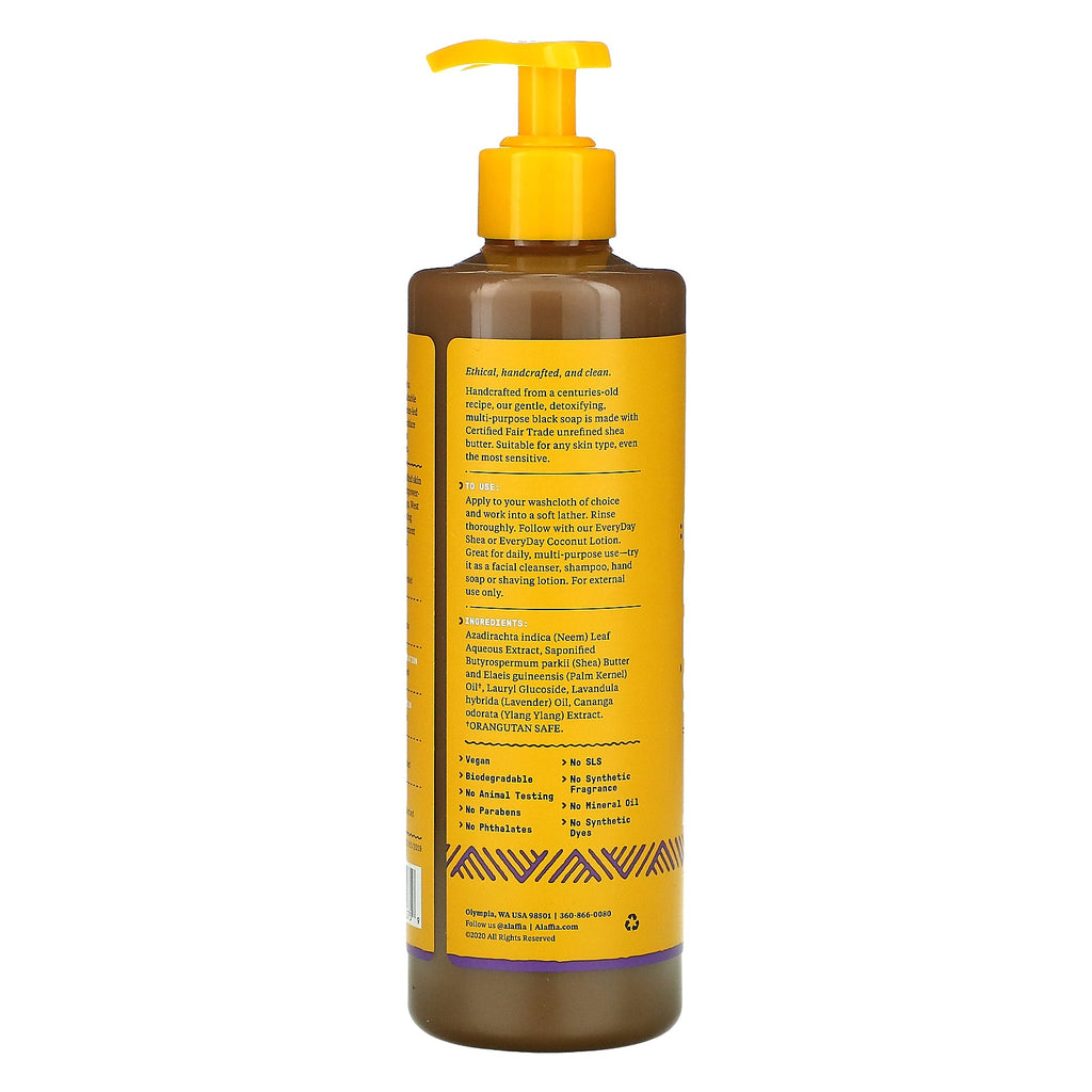 Alaffia, autentisk afrikansk sort sæbe, lavendel Ylang Ylang, 16 fl oz (478 ml)