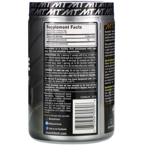 Muscletech, Essential Series, Platinum 100% Glutamine, Unflavored, 5 g, 10.58 oz (300 g)