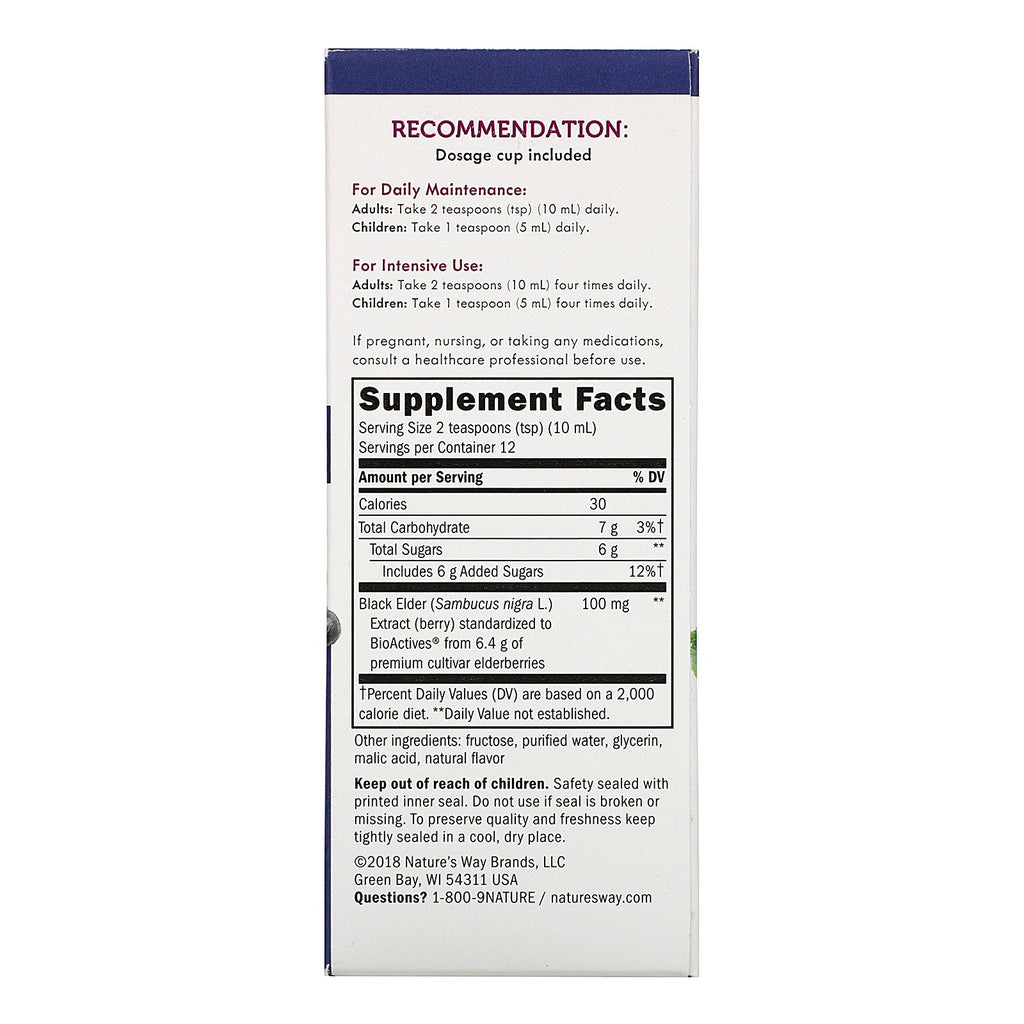 Nature's Way, Sambucus, Standardiseret Hyldebær, Original Sirup, 4 fl oz (120 ml)