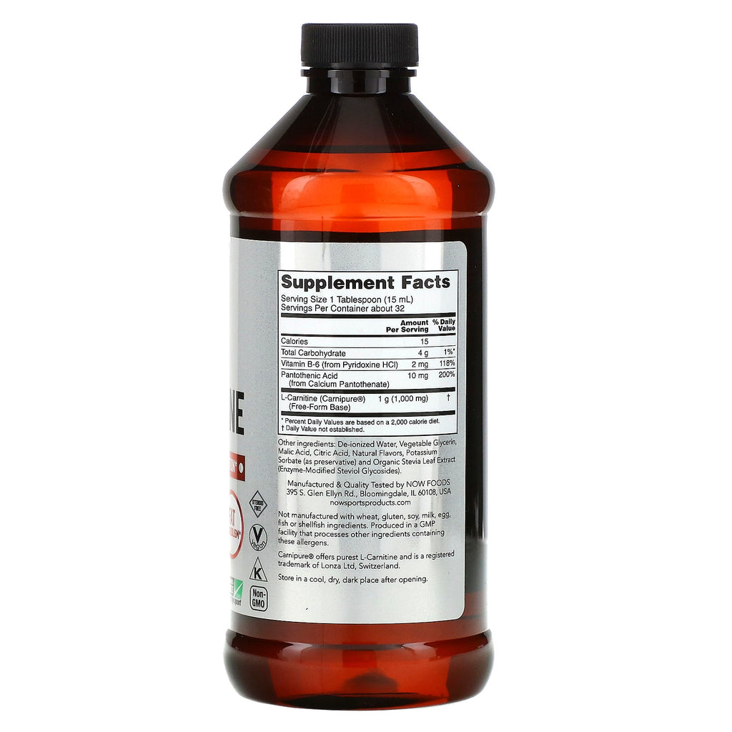 Now Foods, Sports, L-Carnitine Liquid, Tropical Punch, 1,000 mg, 16 fl oz (473 ml)
