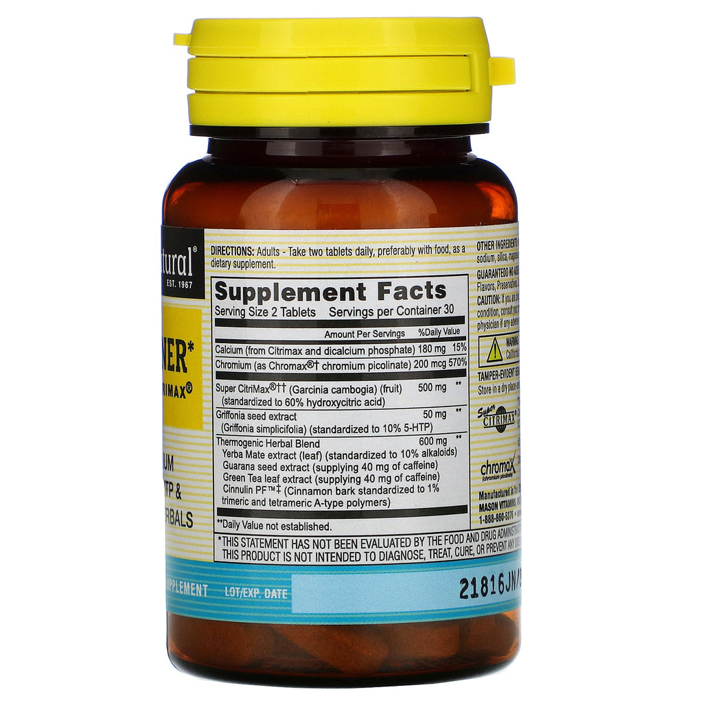 Mason Natural, Fat Burner Plus Super Citrimax, 60 tabletter