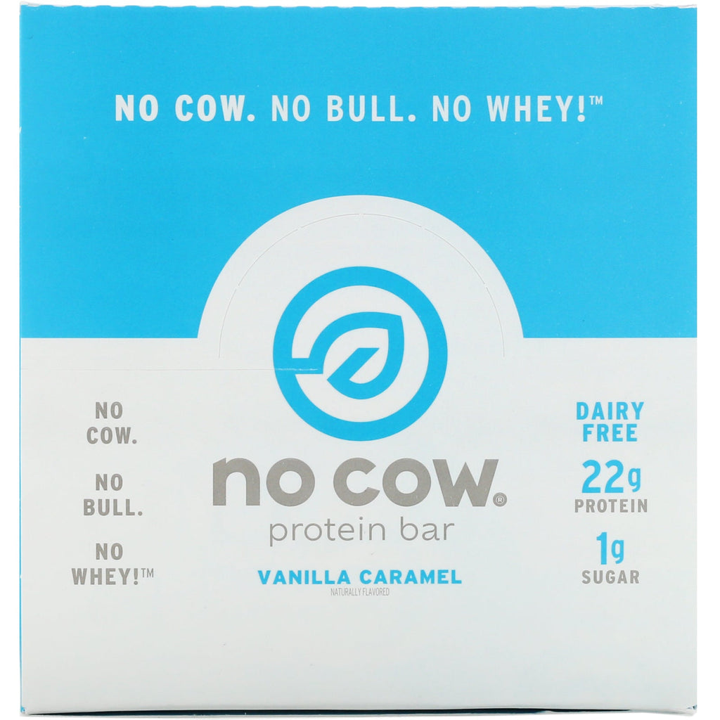 No Cow, barra de proteína, caramelo de vainilla, 12 barras, 2,12 oz (60 g) cada una