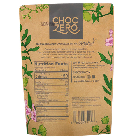 ChocZero, mælkechokolade, mandler, uden tilsat sukker, 6 barer, 1 oz hver