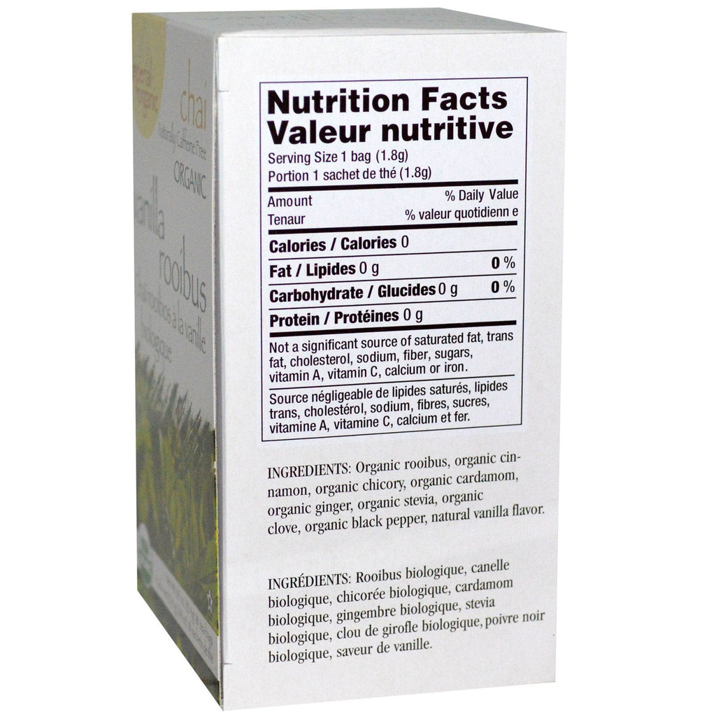 Uncle Lee's Tea, Rooibos Chai de vainilla imperial, sin cafeína, 18 bolsitas de té, 32,4 g (1,14 oz)