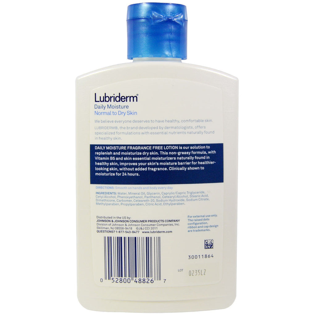 Lubriderm, Daily Moisture Lotion, Normal to Dry Skin, Fragrance Free, 6 fl oz (177 ml)