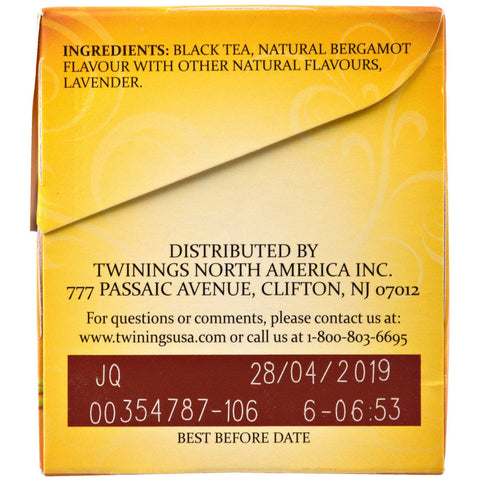 Twinings, sort te, Earl Grey, lavendel, 20 teposer - 1,41 oz (40 g)