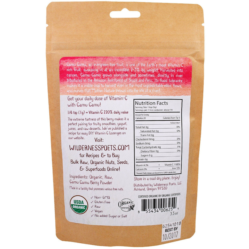 Wilderness Poets, Living Raw Foods, Camu Camu Berry Powder, 3,5 oz (99 g)