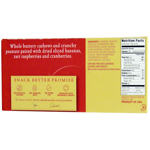 Sahale Snacks, Raspberry Crumble Cashew Mix, 9 pakker, 1,5 oz (42,5 g) hver