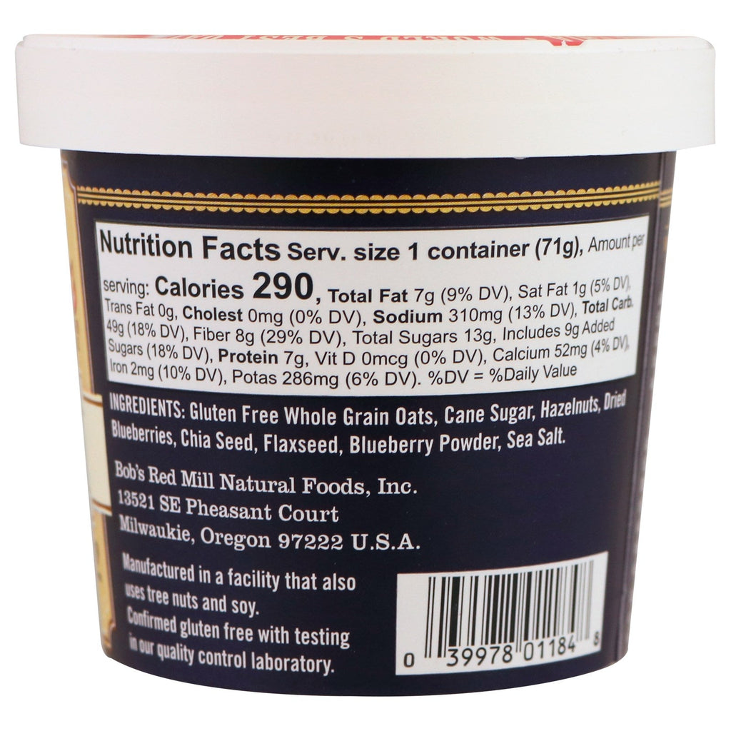 Bob's Red Mill, havregryn, blåbær og hasselnød, 2,5 oz (71 g)