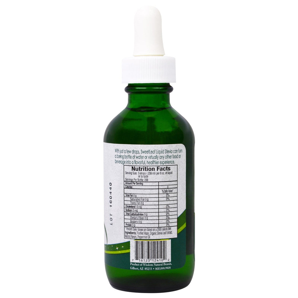 Wisdom Natural, SweetLeaf Liquid Stevia, Sweet Drops Sødemiddel, Pebermynte, 2 fl oz (60 ml)
