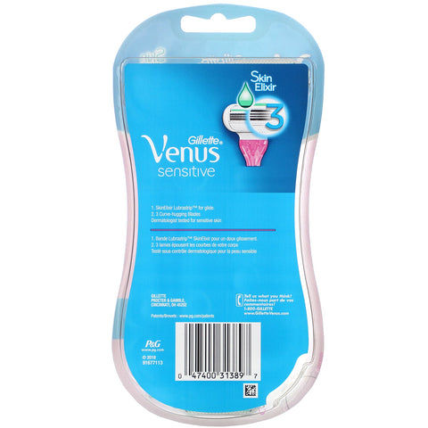 Gillette, Venus, SkinElixir, Sensitive, 3 engangsskrabere