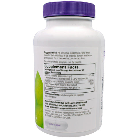 Oregon's Wild Harvest, Turmeric, 120 Vegetarian Capsules