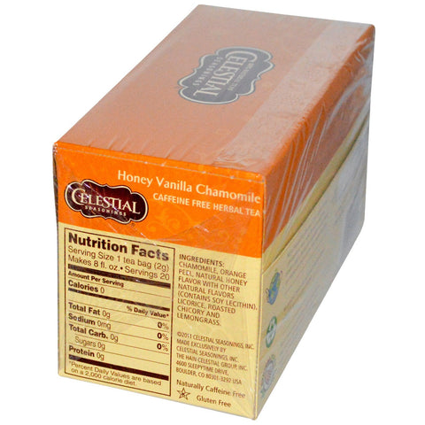Himmelske krydderier, Urtete, Koffeinfri, Honning Vanilje Kamille, 20 teposer, 1,7 oz (47 g)