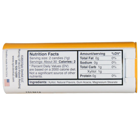 Epic Dental, 100 % xylitol sødet, frisk frugt frugt, slik, sukkerfri, 30 g