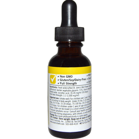 Eclectic Institute, Herbs For Kids, St. John's Wort, Black Cherry Flavor, 1 fl oz (30 ml)