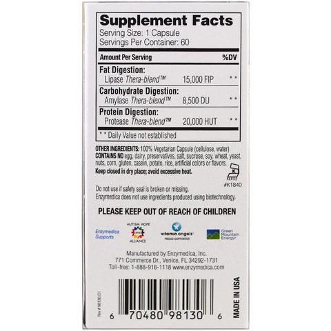 Enzymedica, Lypo Gold, For Fat Digestion, 60 Capsules