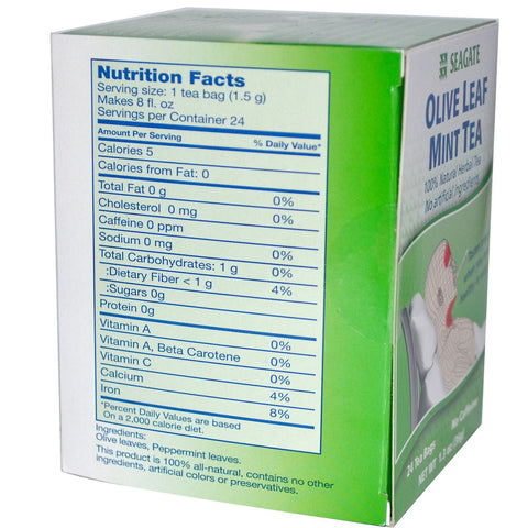 Seagate, Olive Leaf Mint Tea, 24 Tea Bags, 1.3 oz (36 g)