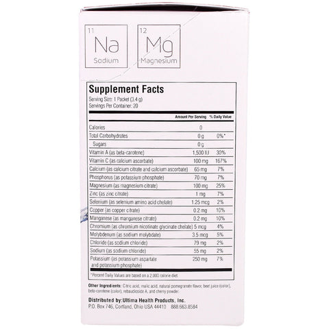Ultima Replenisher, Electrolyte Powder, Cherry Pomegranate, 20 Packets, 0.12 oz (3.4 g) Each