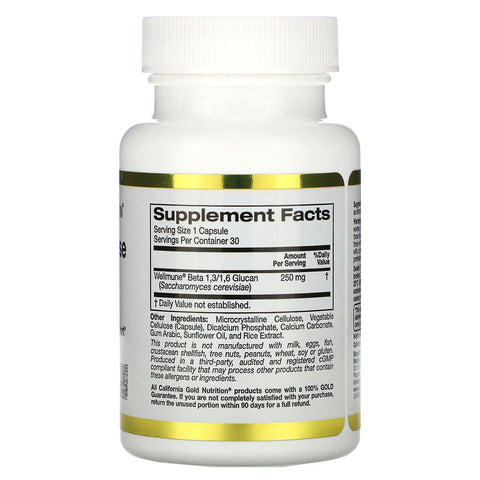 California Gold Nutrition, Immune Defense with Wellmune, Beta-Glucan, 250 mg , 30 Veggie Capsules