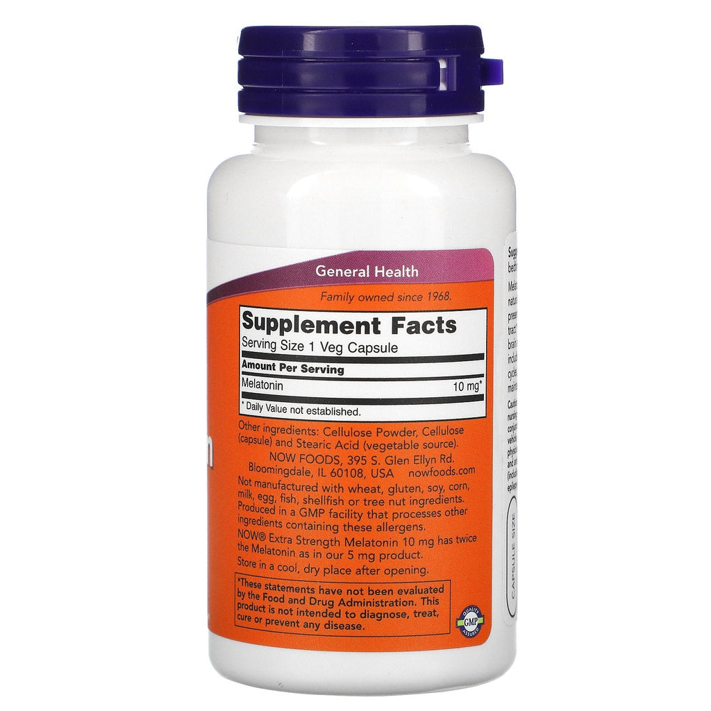 Now Foods, Extra Strength Melatonin, 10 mg, 100 Veg Capsules