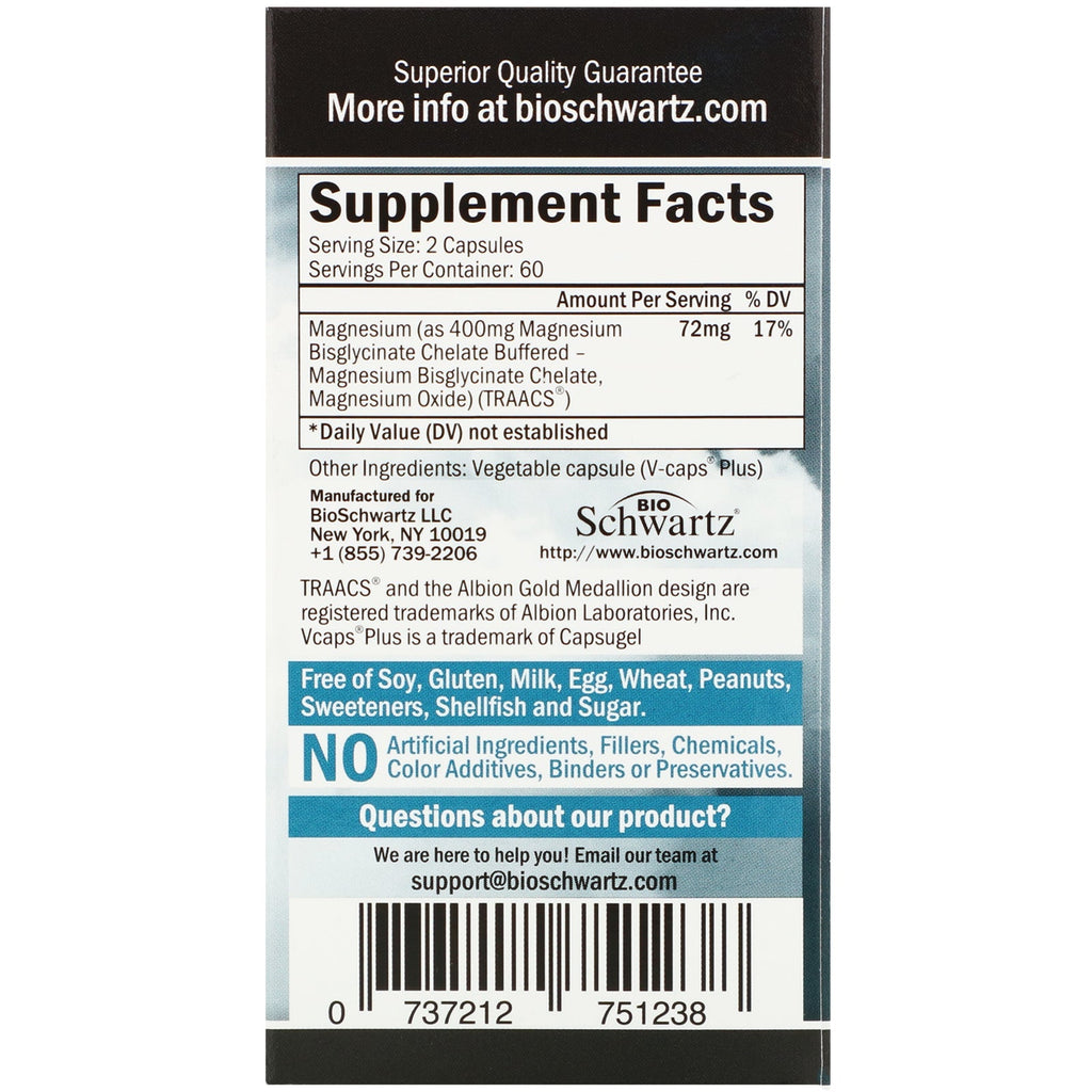 BioSchwartz, Maksimal Absorption Magnesium Bisglycinat, 120 Veggie Caps