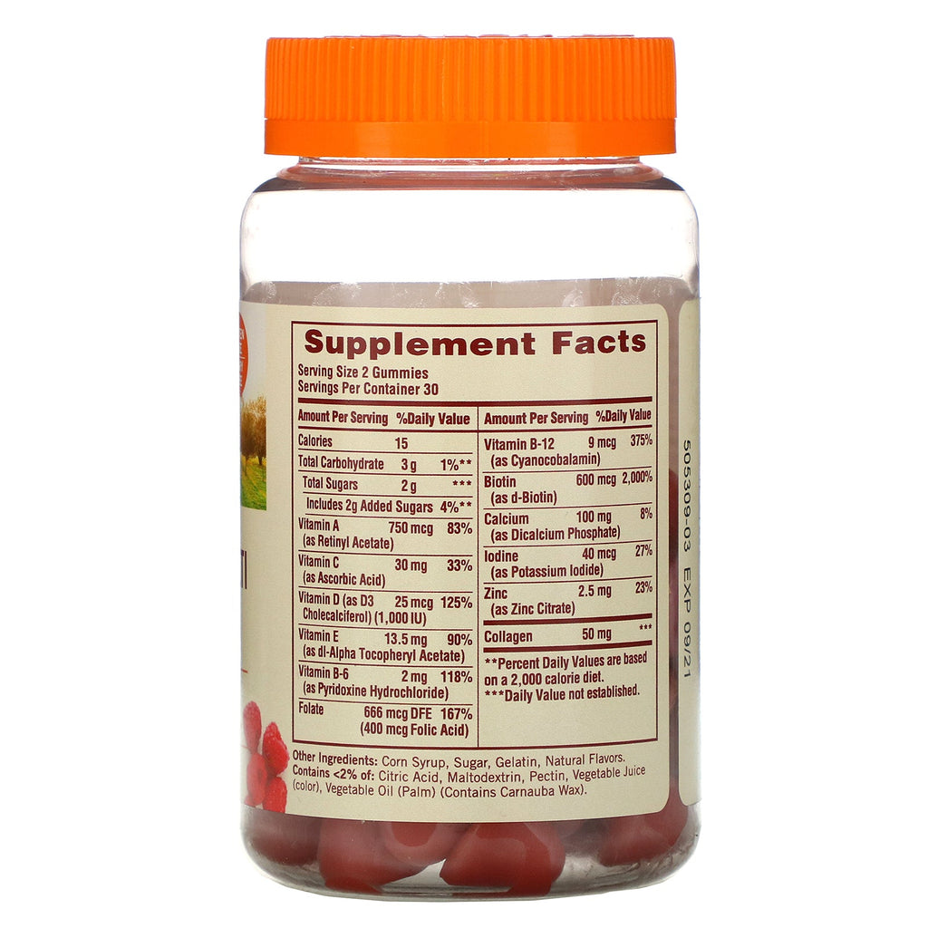 Sundown Naturals, multivitamingummi til kvinder med biotin, hindbærsmag, 60 gummigummier
