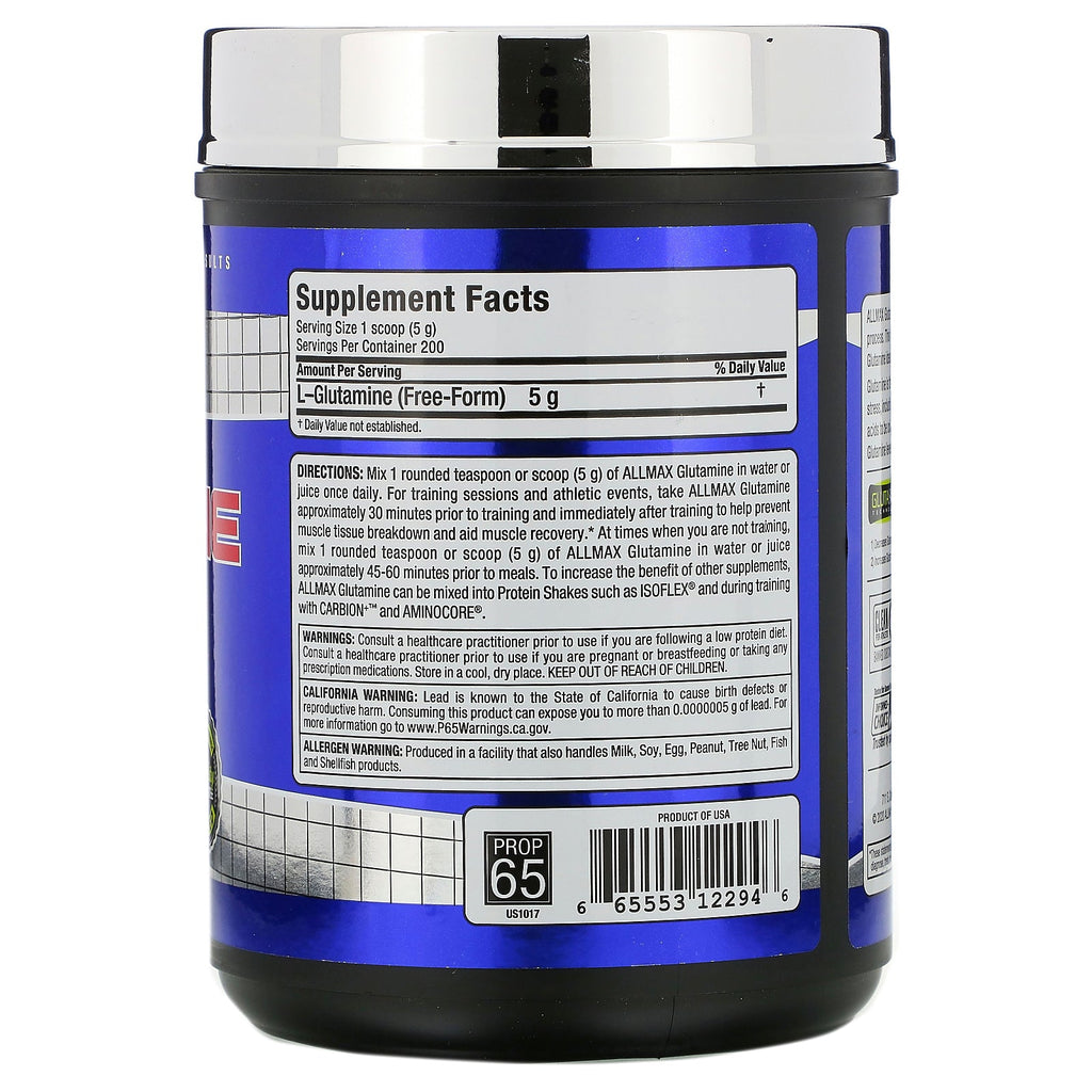 ALLMAX Nutrition, Glutamina, 2,20 lbs (1000 g)