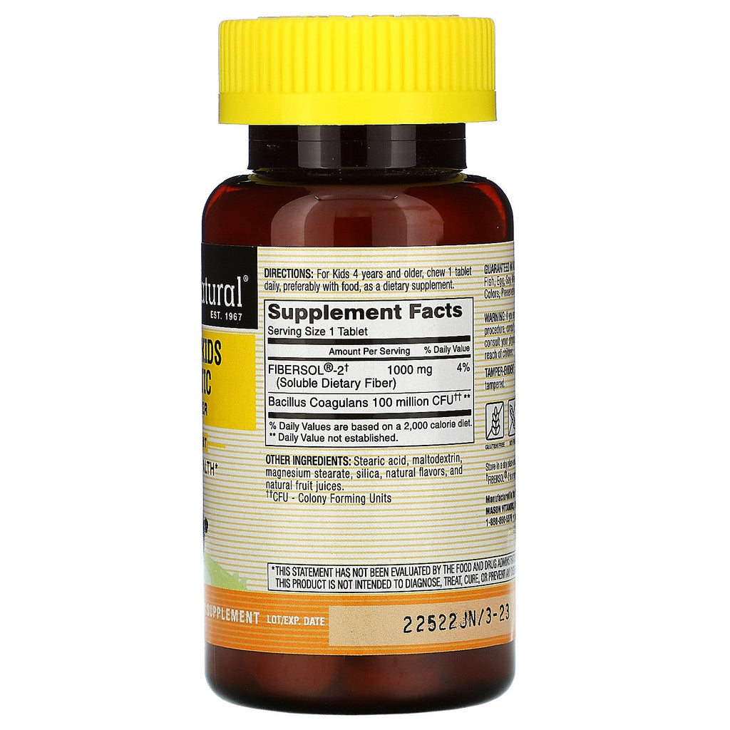 Mason Natural, Healthy Kids Probiotic With Fiber, 60 Chewables