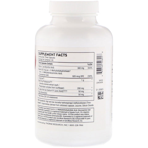 Thorne Research, Perfusia Plus, Arginine Plus Cofactors, 180 Capsules