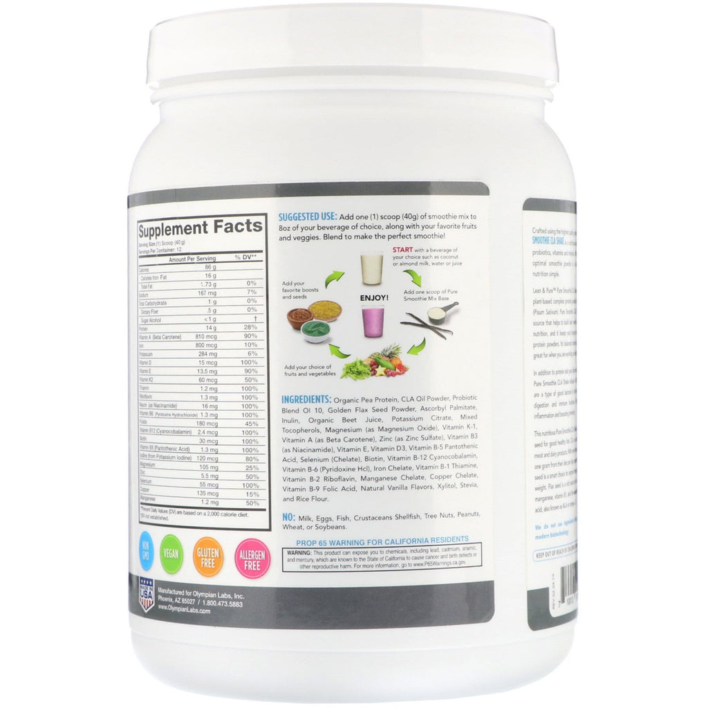 Lean & Pure, Pure Smoothie CLA Shake, Naturally Flavored, 16.9 oz (480 g)