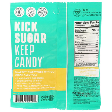 SmartSweets, ferskenringe, fersken, 1,8 oz (50 g)