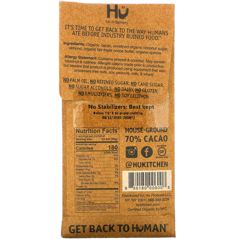Hu, mandelsmør + puffet Quinoa mørk chokolade, 2,1 oz (60 g)