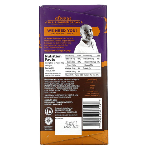 Equal Exchange, , mørk chokolade, karamel crunch med havsalt, 55 % kakao, 2,8 oz (80 g)