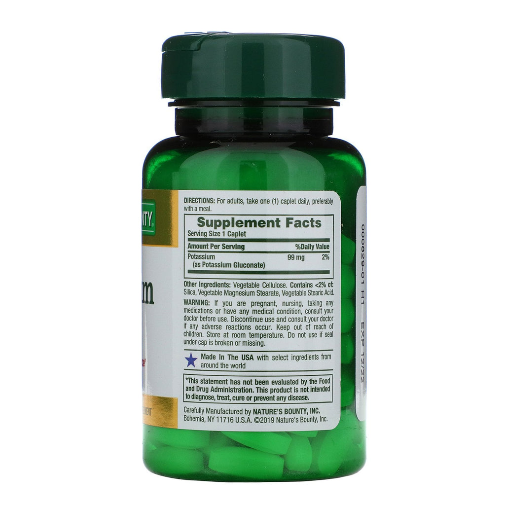 Nature's Bounty, potasio, 99 mg, 100 cápsulas